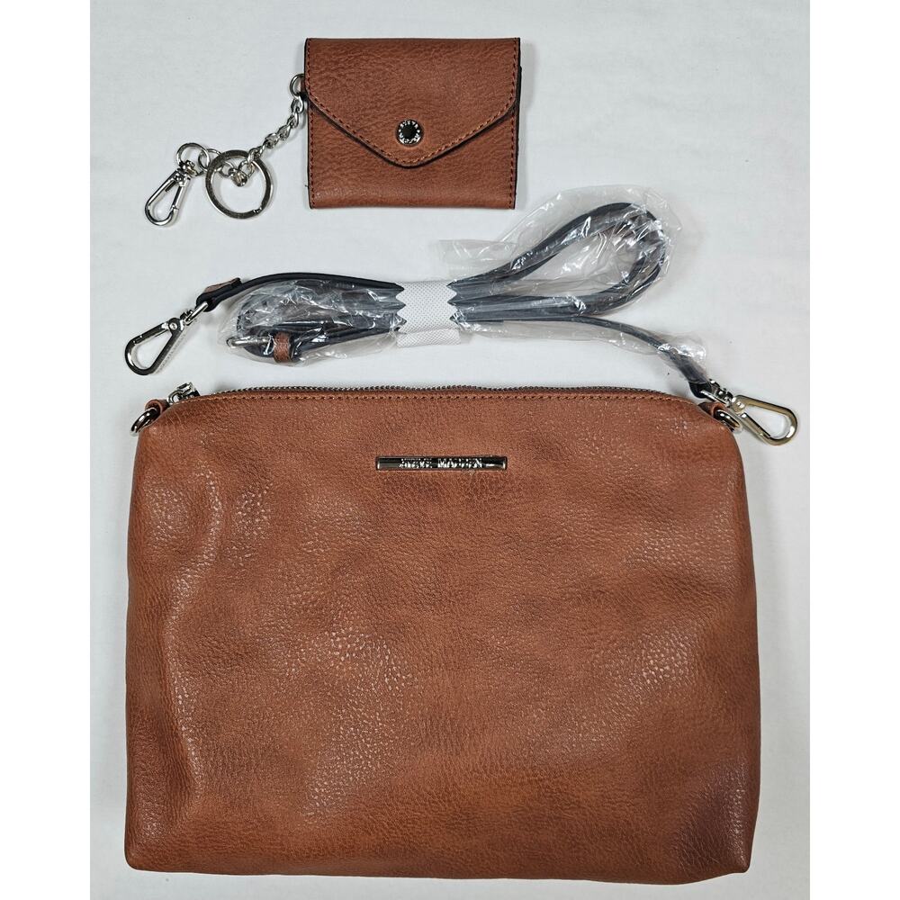 STEVE MADDEN Brown Crossbody Pocketbook Clutch Handbag Purse Wallet Faux Leather